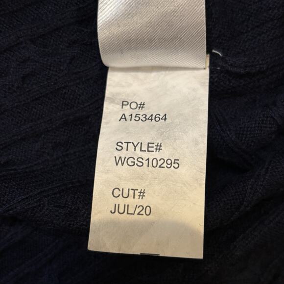 Market & Spruce Cashmere Blend Horizontal Cable Navy Dolman Sleeve Medium - Picture 6 of 8